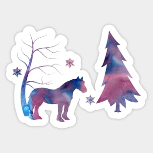 Horse Winter with Snowflakes Sticker